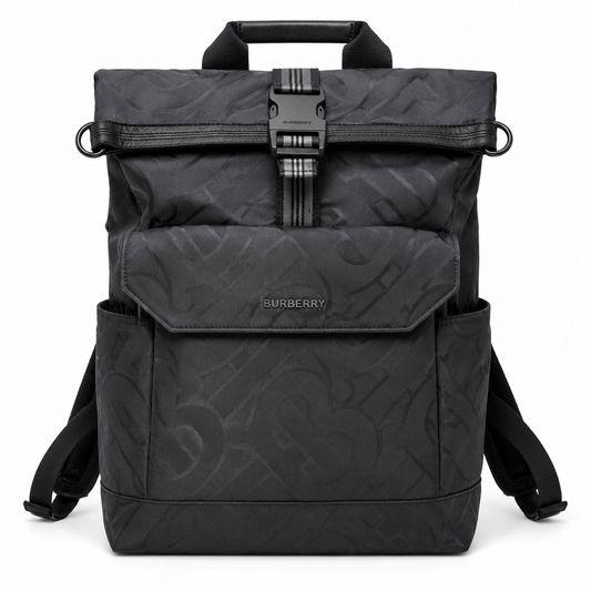 Burberry Orville Monogram Jacquard Backpack with Foldover Flap