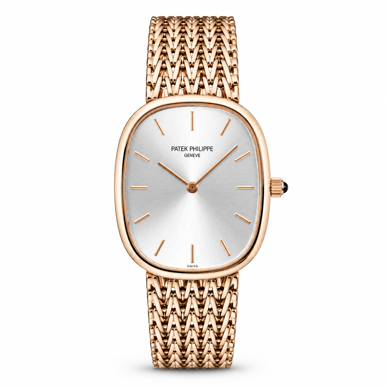 Patek Philippe Golden Ellipse Rose Gold Luxury Watch with Linked Bracelet