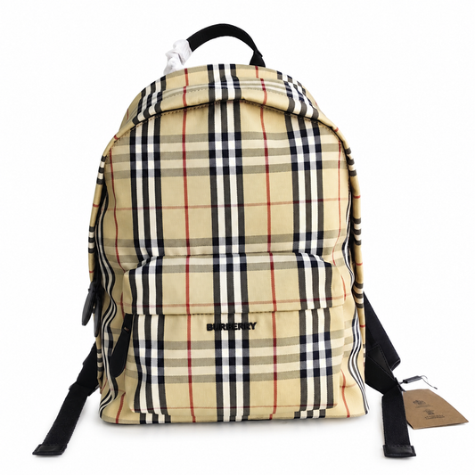 Burberry Jett Vintage Check Canvas Backpack in Beige