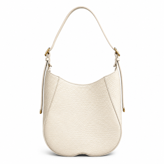 Burberry Chess Medium Hobo Bag in White Pebbled Calfskin Leather