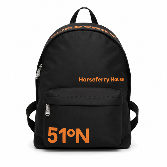 Burberry Coordinates-Print Black Backpack with Orange Logo