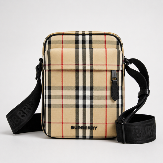 Burberry Freddie Crossbody Bag Archive Beige Check Canvas Shoulder Bag