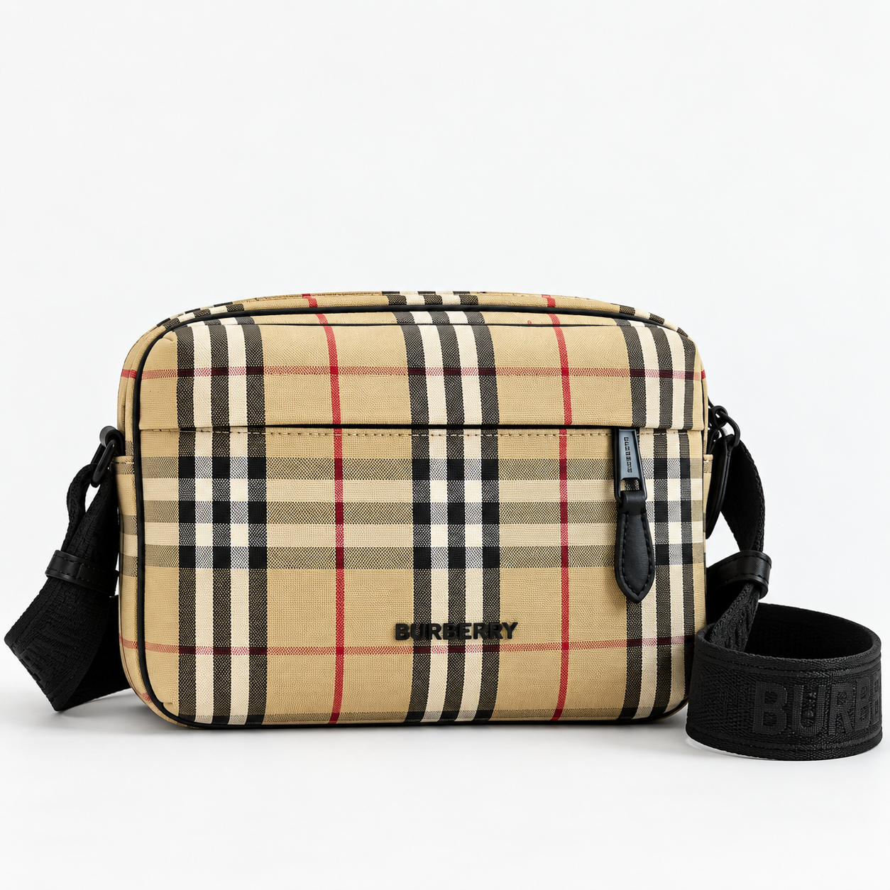 Burberry Archive Beige Check Paddy Crossbody Bag with Metallic Front Logo