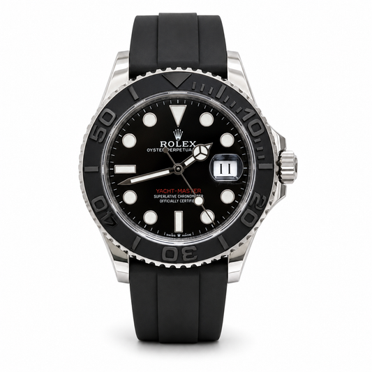 Rolex Yacht-Master 42 18 ct White Gold with Black Dial & Oysterflex Strap