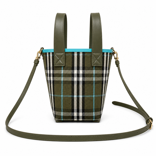 Burberry Women's Mini London Tote Bag in Olive Green Cotton Canvas