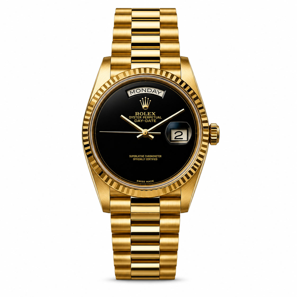 Rolex Day-Date 18038 18K Yellow Gold with Black Onyx Dial