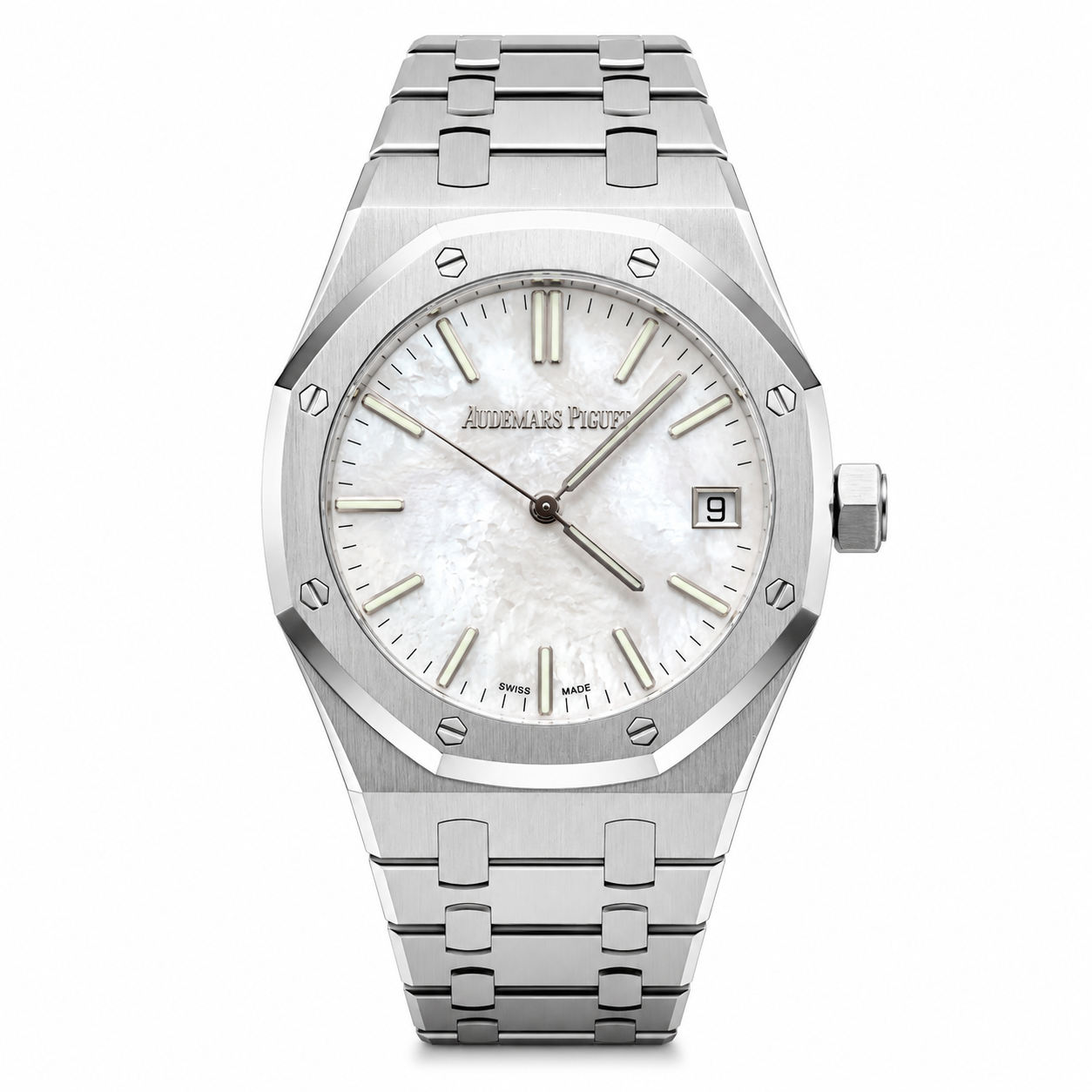 Audemars Piguet Royal Oak Stainless Steel Watch with Silver Dial