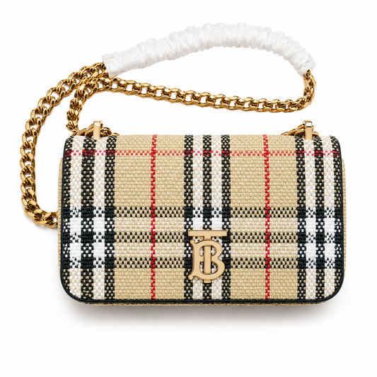 Burberry Small Lola Shoulder Bag in House Check Bouclé Tweed