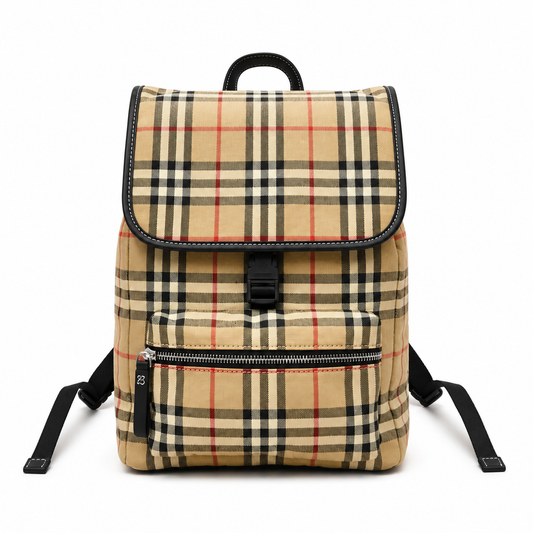 Burberry Vintage Check Backpack in Archive Beige with Leather Trim
