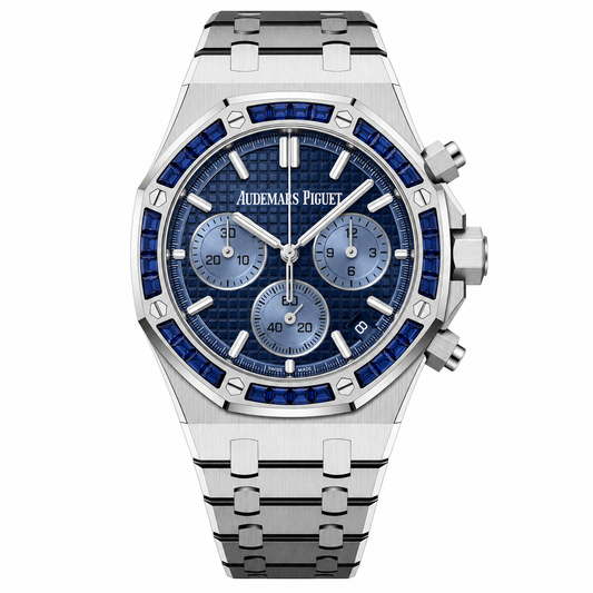 Audemars Piguet Royal Oak Chronograph 41mm Blue Sapphire Bezel & Grande Tapisserie Dial