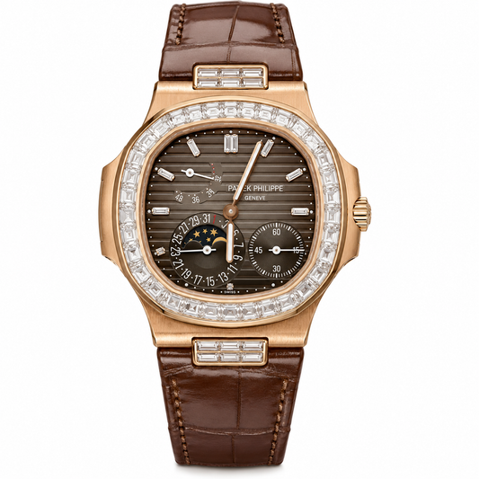 Patek Philippe Nautilus Ref. 5724R 18K Rose Gold with Baguette Diamond-Set Bezel