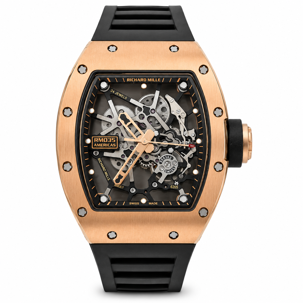 Richard Mille RM 035 Americas Rose Gold Skeleton Dial Luxury Watch