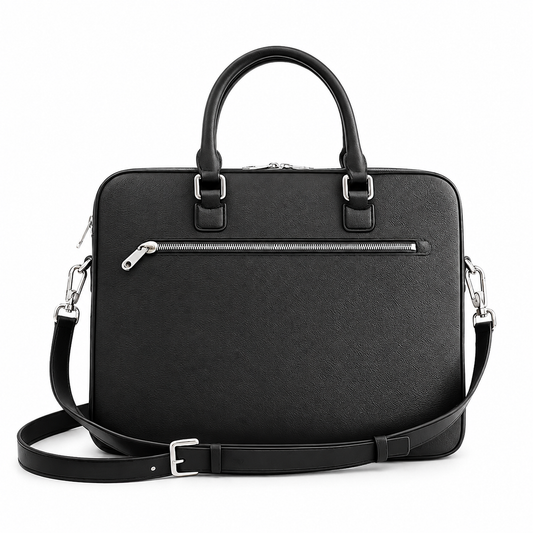 Burberry Slim Ainsworth Grainy Calf Leather Briefcase in Black