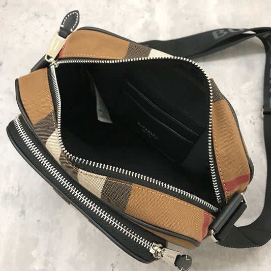 Burberry Paddy Compact Crossbody Bag in Dark Birch Brown Check