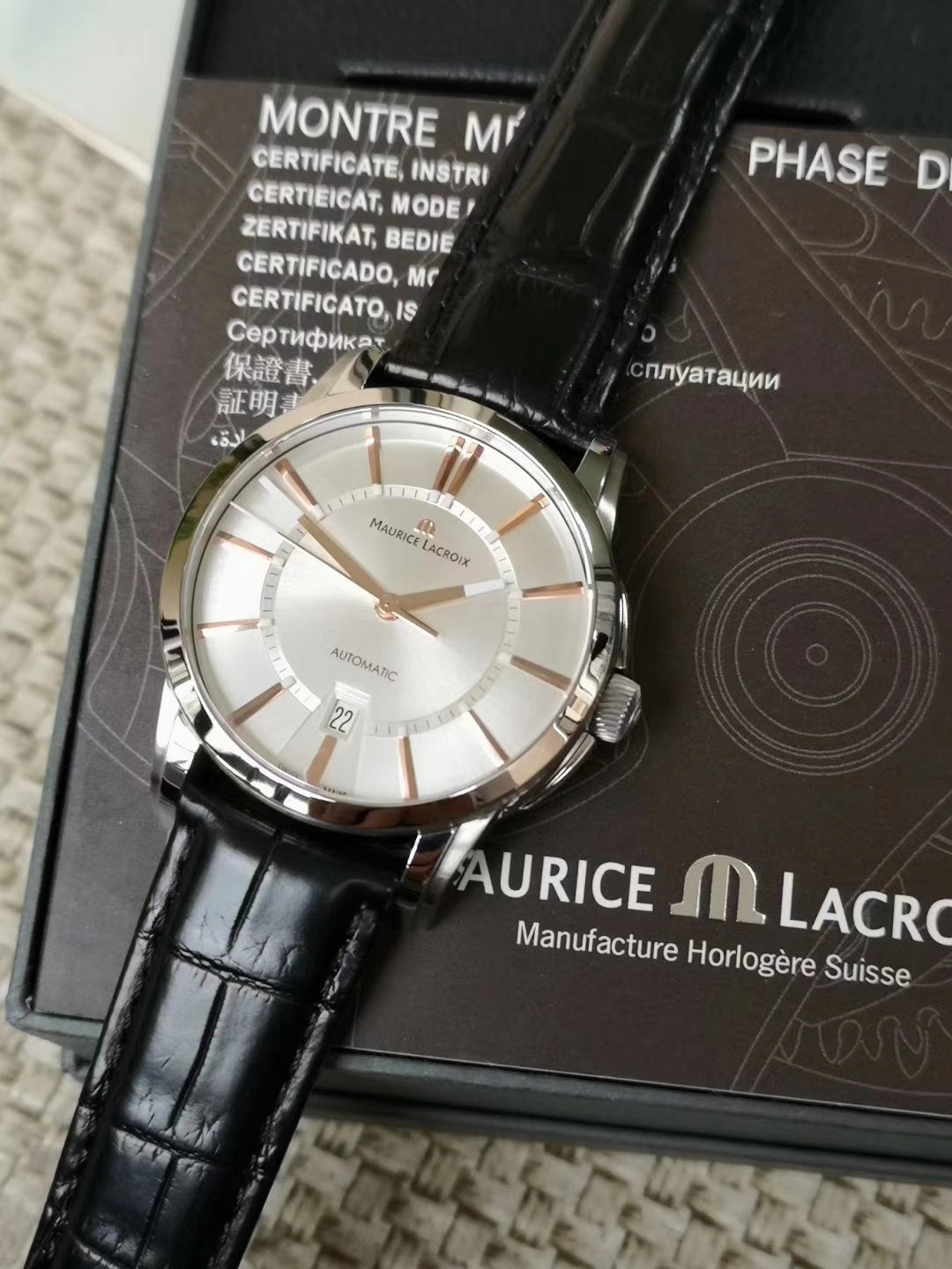 Maurice Lacroix Pontos Date Automatic Alligator Leather Strap
