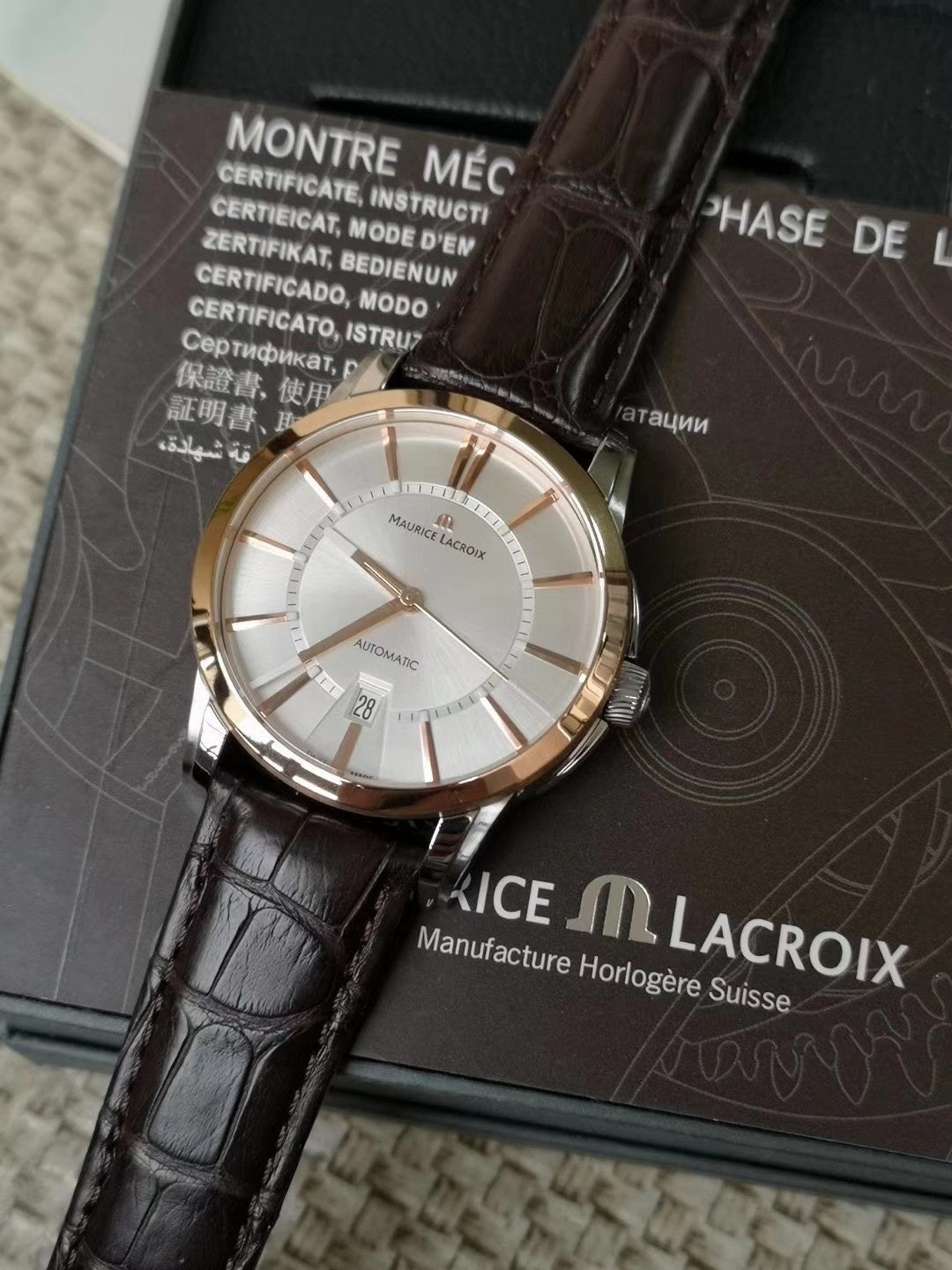 Maurice Lacroix Pontos Date Automatic Alligator Leather Strap