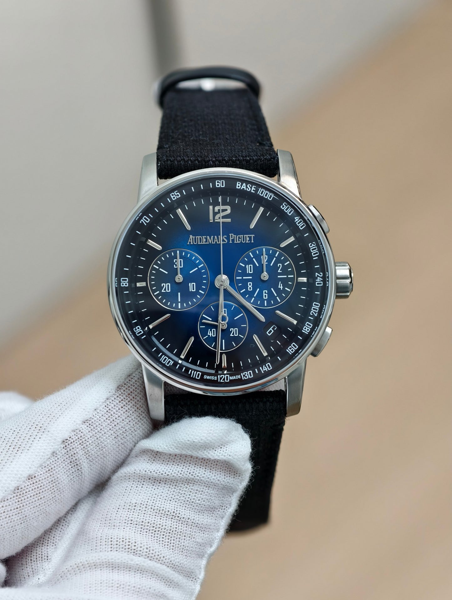 Audemars Piguet Code 11.59 Selfwinding Chronograph White Gold with Smoked Blue Dial