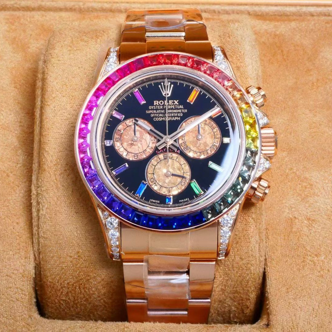 Rolex Oyster Perpetual Cosmograph Daytona – Everose Gold with Rainbow Sapphire Bezel