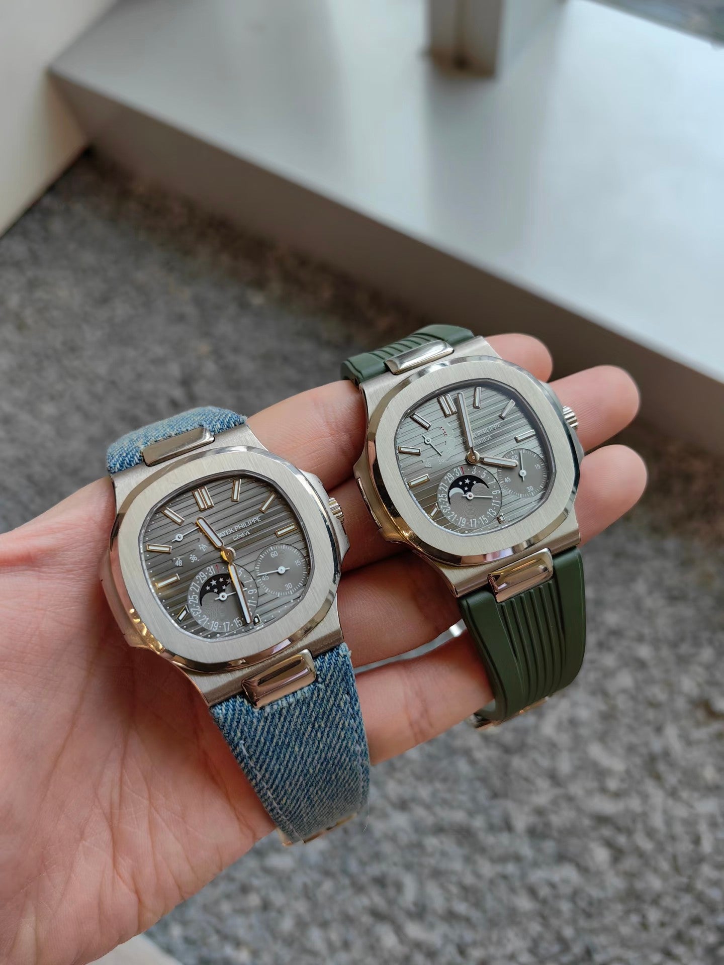 Patek Philippe Nautilus Moon Phases 5712G-001 – White Gold on White Rubber Strap