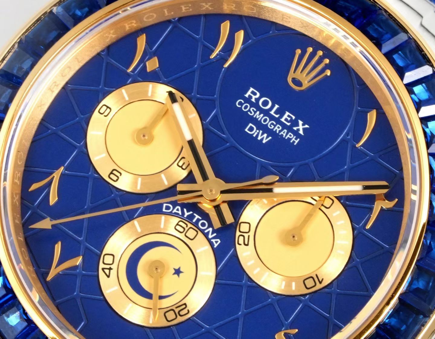 DiW Custom Rolex Cosmograph Daytona – Blue Dial with Arabic Numerals, Blue Bezel, Blue Textile Strap