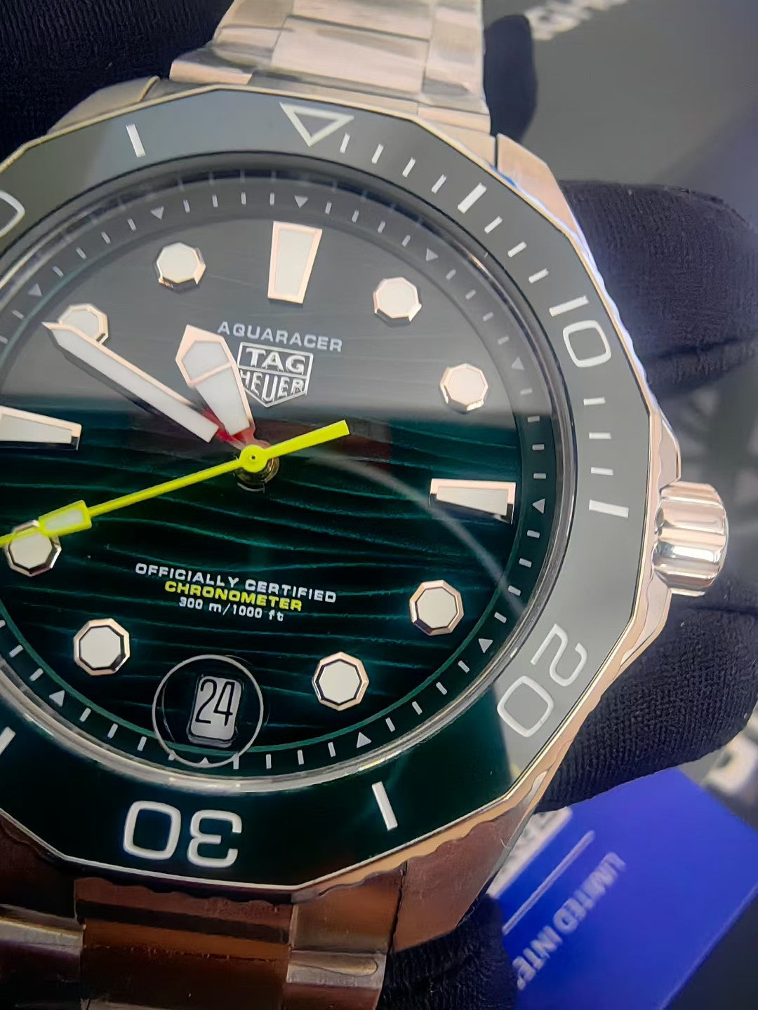 TAG Heuer Aquaracer Professional 300 Men’s Watch – Green Ceramic Bezel & Dial, Stainless Steel