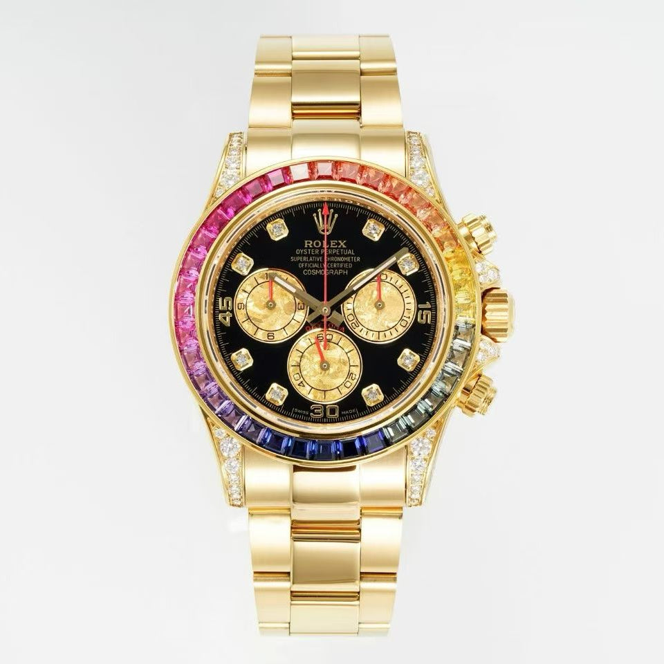 Rolex Cosmograph Daytona "Rainbow" – 18k Yellow Gold, Black Dial, Oyster Bracelet