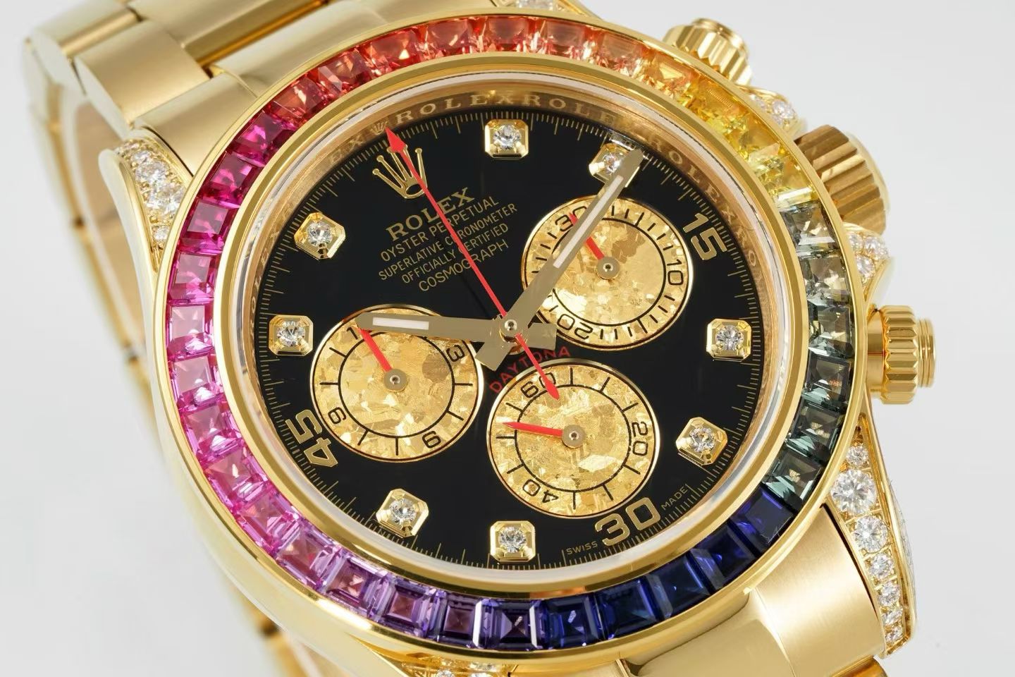 Rolex Cosmograph Daytona "Rainbow" – 18k Yellow Gold, Black Dial, Oyster Bracelet