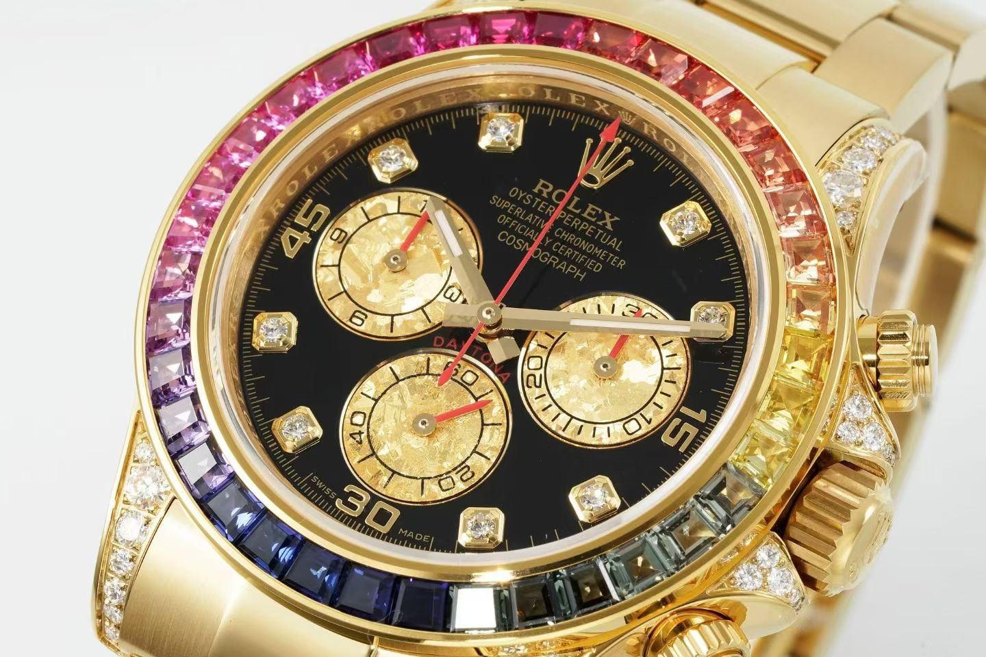 Rolex Cosmograph Daytona "Rainbow" – 18k Yellow Gold, Black Dial, Oyster Bracelet