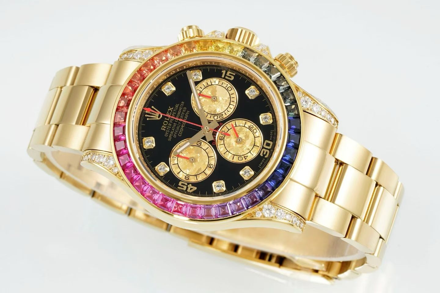 Rolex Cosmograph Daytona "Rainbow" – 18k Yellow Gold, Black Dial, Oyster Bracelet