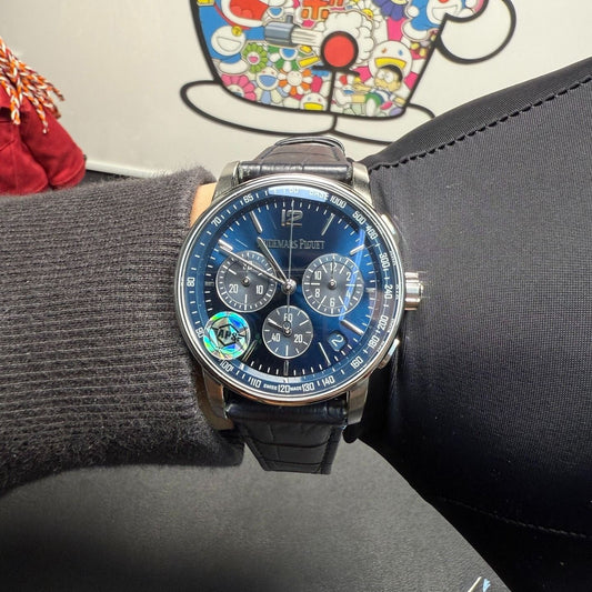 Audemars Piguet Code 11.59 Selfwinding Chronograph in White Gold with Smoked Blue Dial