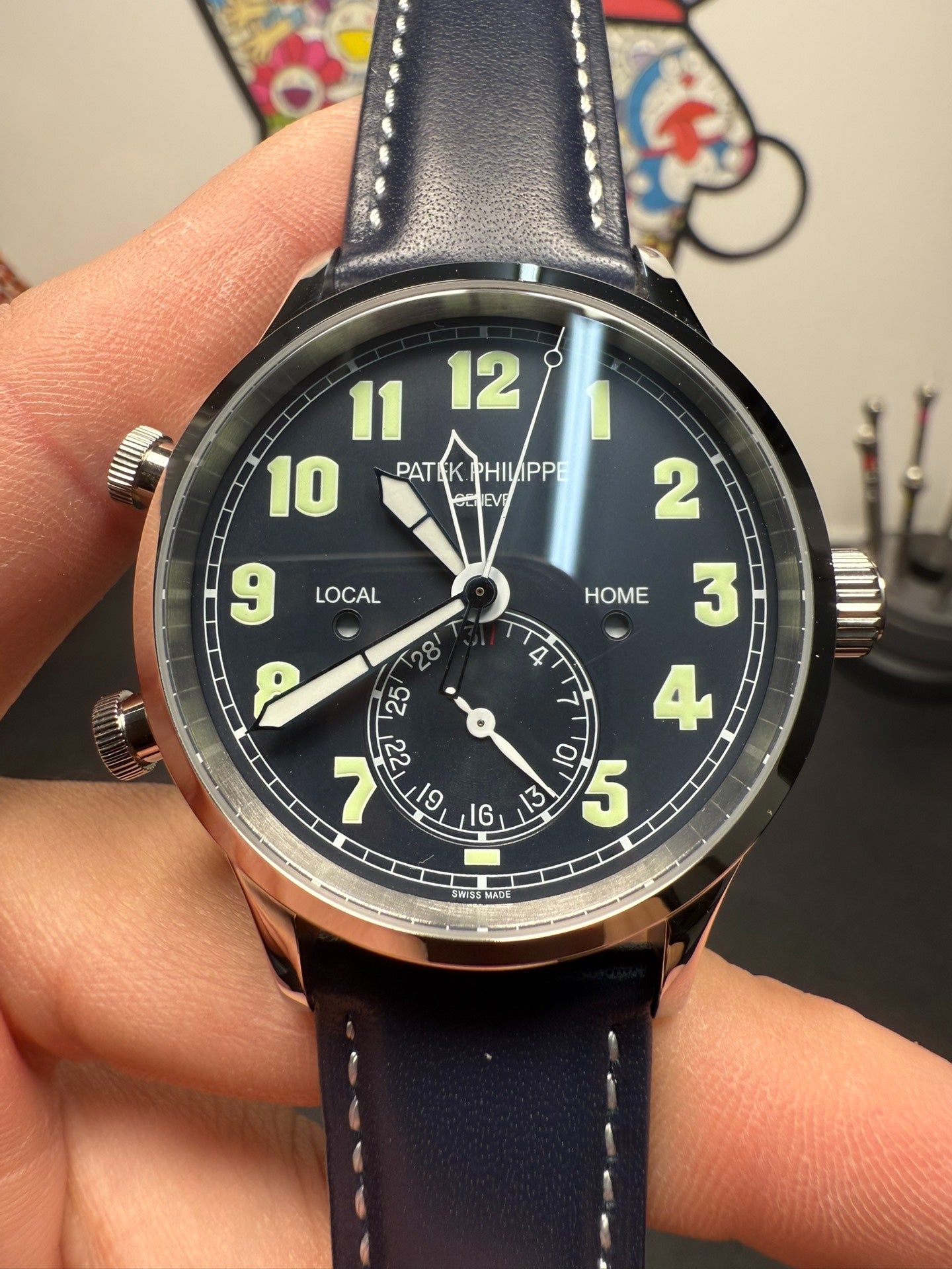 Patek Philippe Calatrava Pilot Travel Time with Blue Dial and Blue Strap