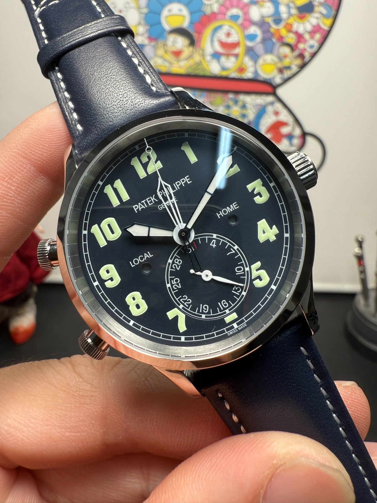 Patek Philippe Calatrava Pilot Travel Time with Blue Dial and Blue Strap