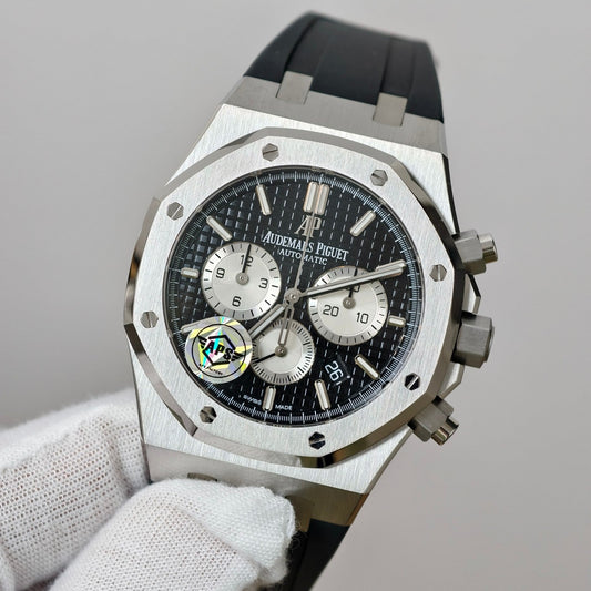 Audemars Piguet Royal Oak Chronograph 41mm – Stainless Steel Watch with Black Tapisserie Dial
