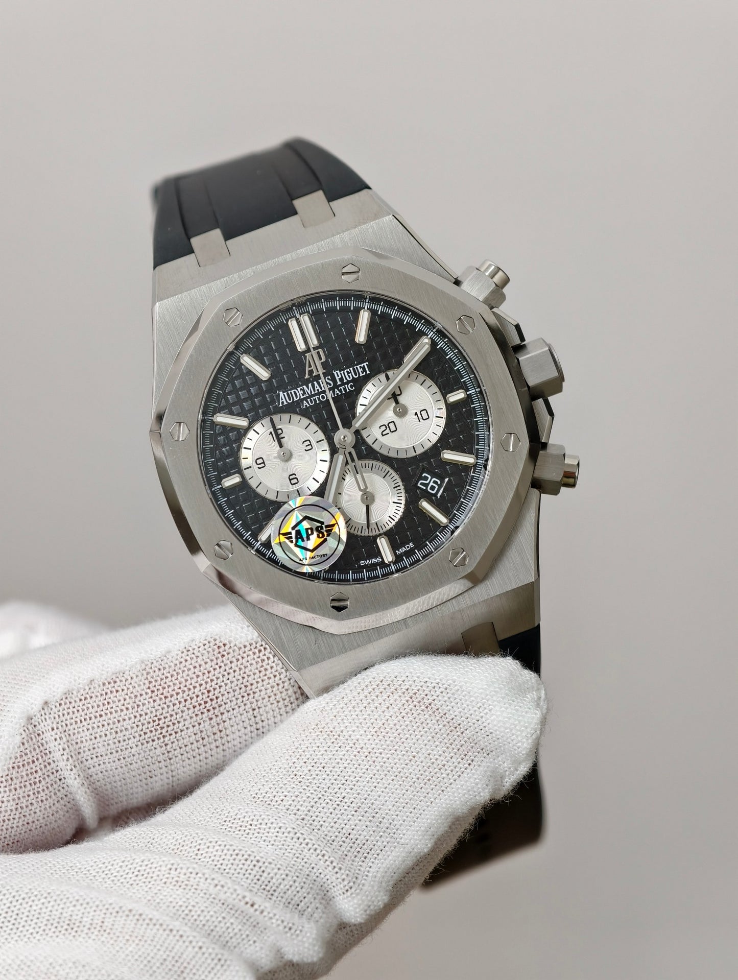 Audemars Piguet Royal Oak Chronograph 41mm – Stainless Steel Watch with Black Tapisserie Dial