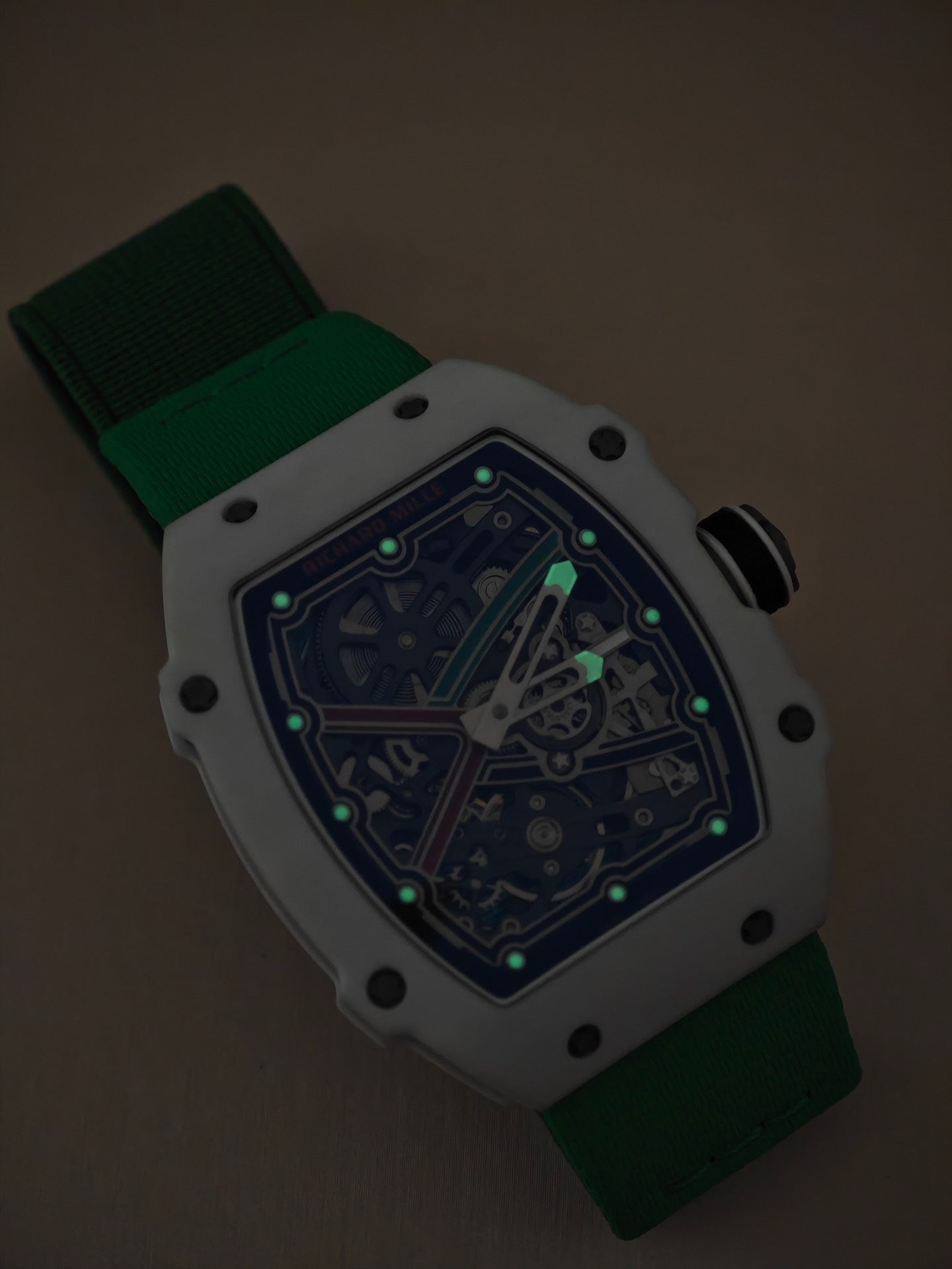 Richard milleRichard Mille RM 67-02 Extra Flat Automatic Alexis Pinturault in White Quartz TPT & Green Strap