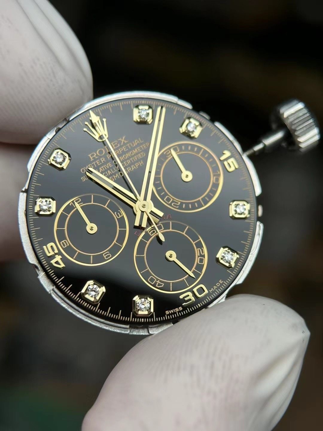 Rolex Cosmograph Daytona Yellow Gold Black Diamond Dial Watch