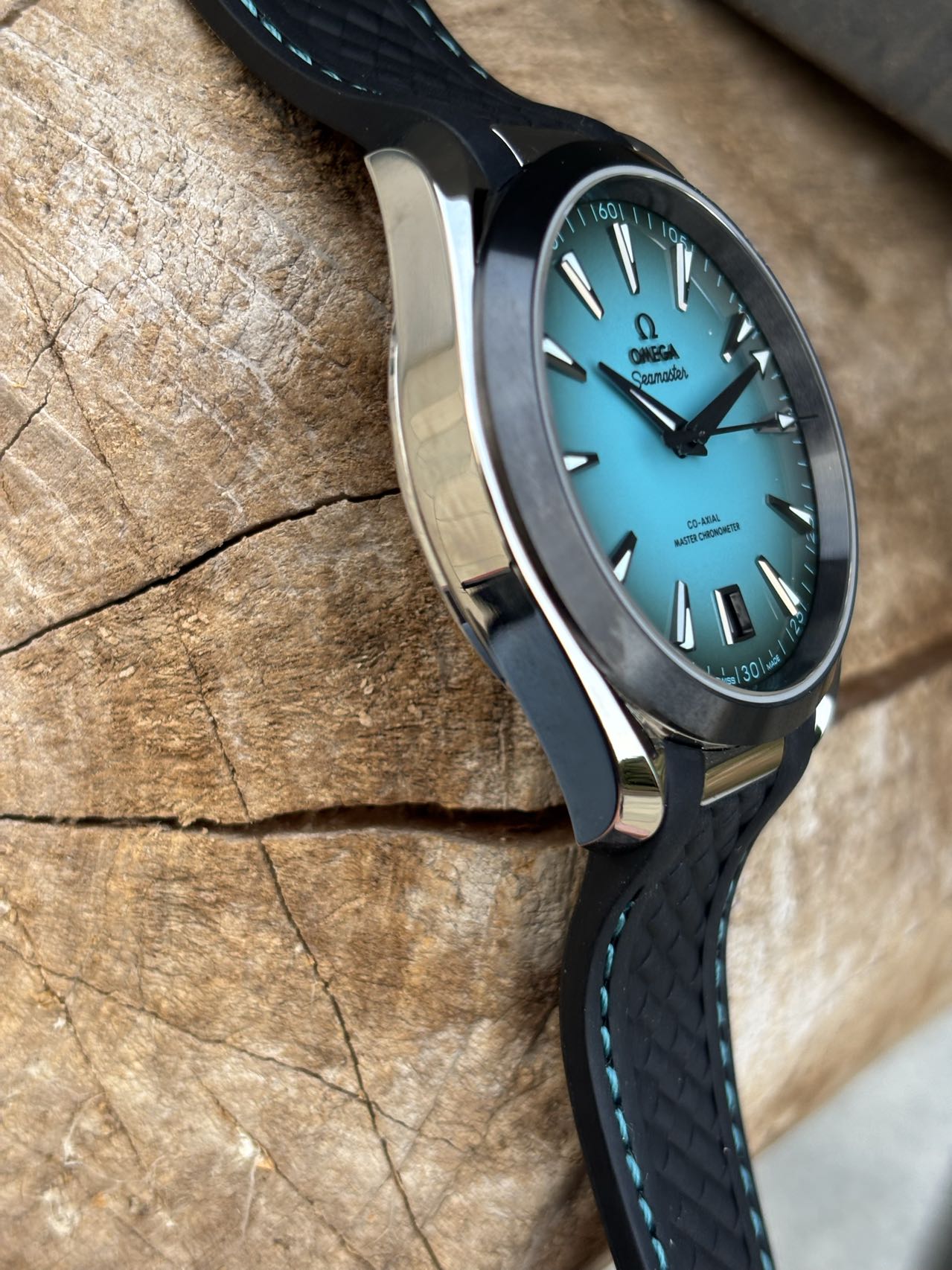 Omega Seamaster Aqua Terra 150M Turquoise Dial Rubber Strap Watch