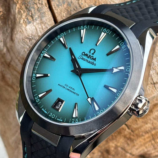 Omega Seamaster Aqua Terra 150M Turquoise Dial Rubber Strap Watch