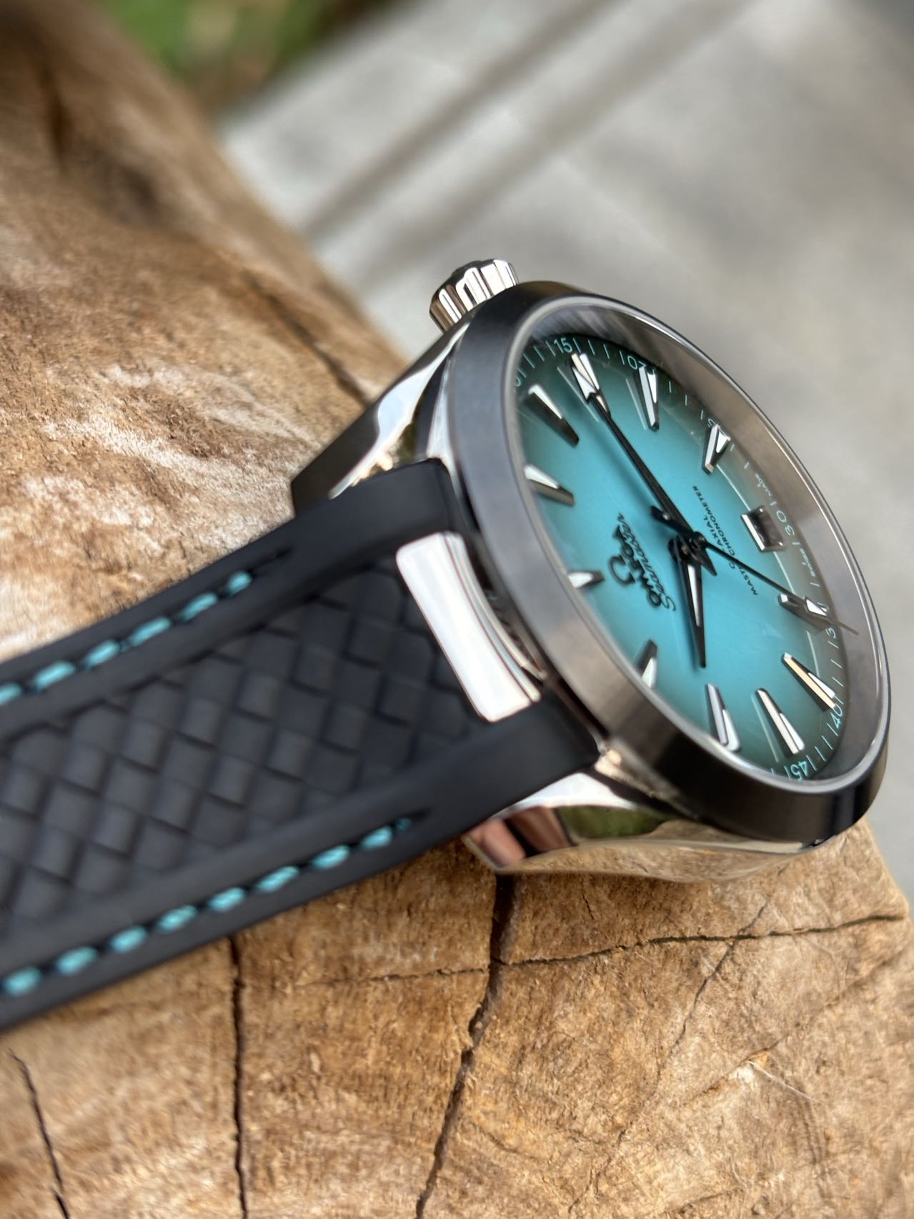 Omega Seamaster Aqua Terra 150M Turquoise Dial Rubber Strap Watch