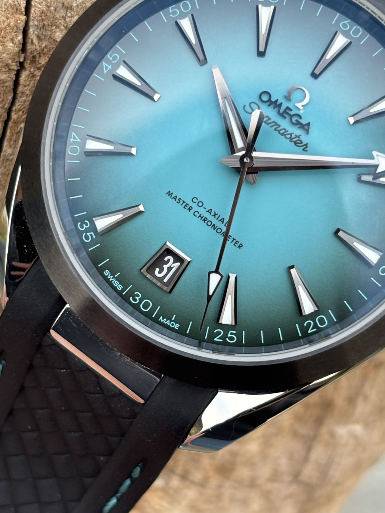 Omega Seamaster Aqua Terra 150M Turquoise Dial Rubber Strap Watch