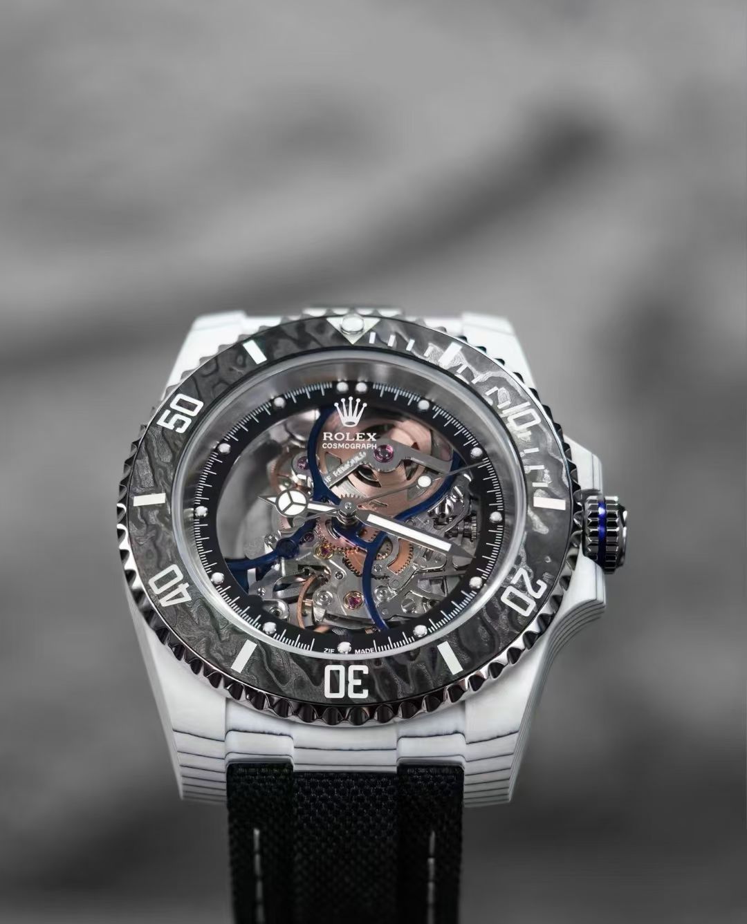 Rolex Submariner Artisans de Genève “The Andrea Pirlo Project” – Skeleton Dial, Forged Carbon Bezel, White Strap