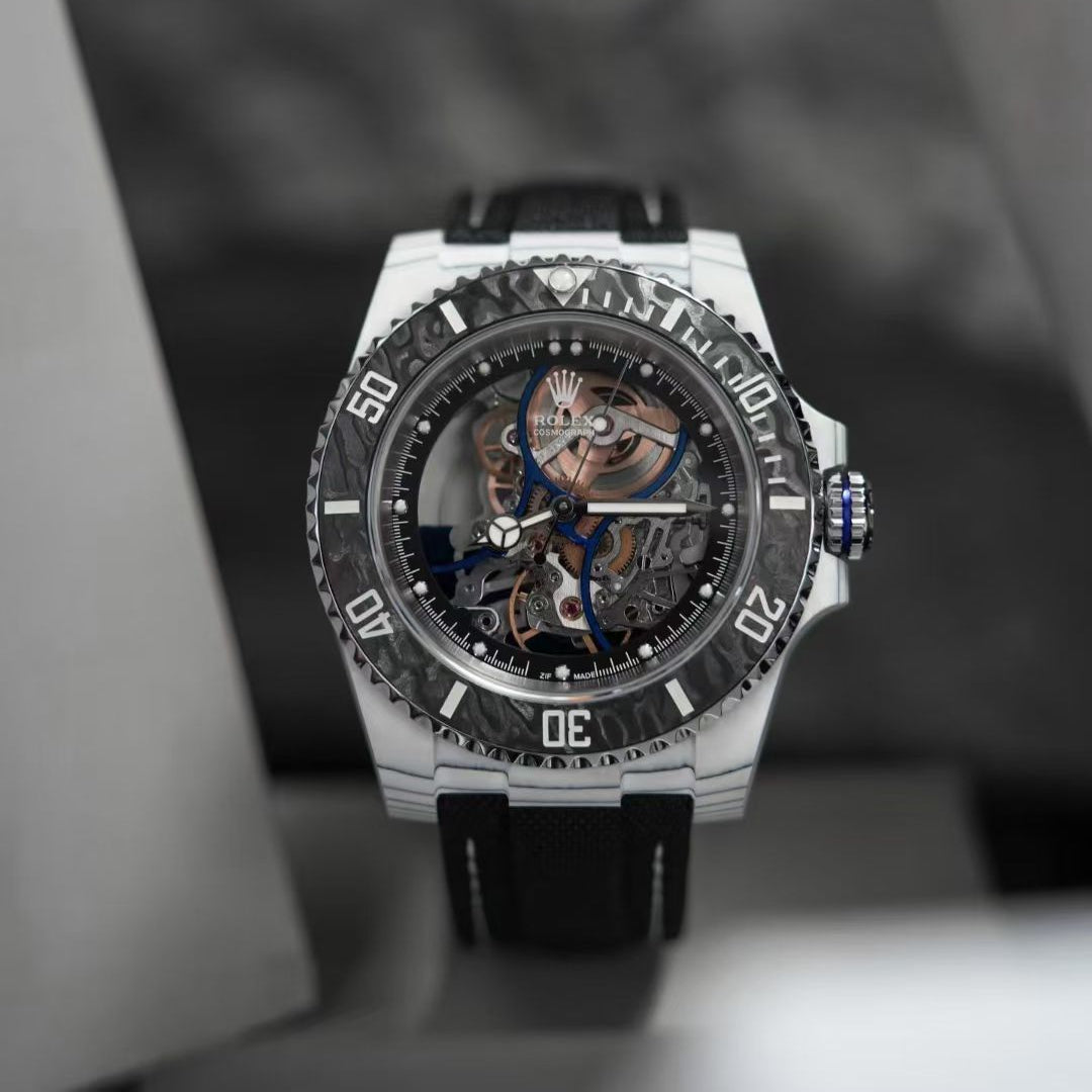 Rolex Submariner Artisans de Genève “The Andrea Pirlo Project” – Skeleton Dial, Forged Carbon Bezel, White Strap