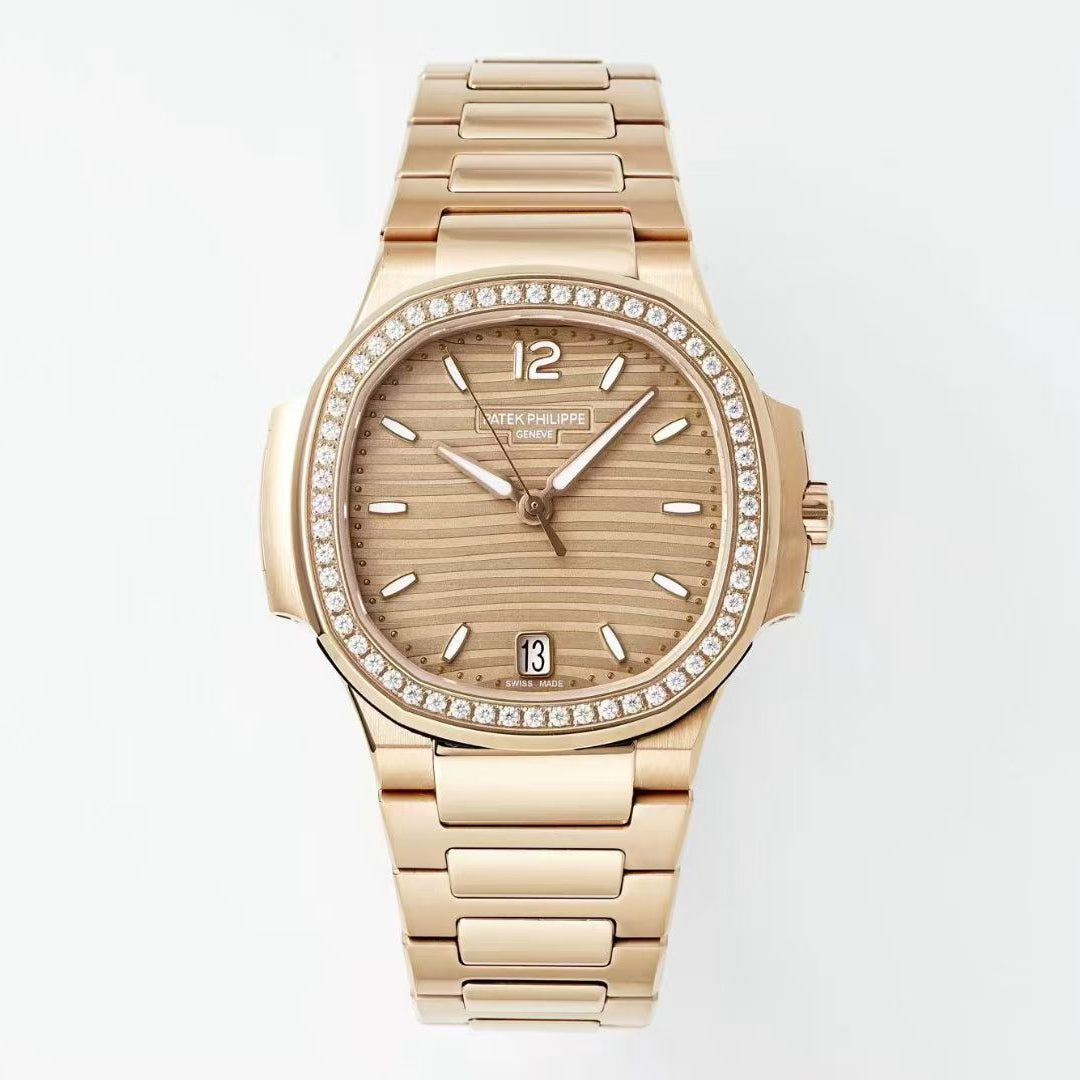 Patek Philippe Nautilus 7118/1200R-010 – Rose Gold Ladies Watch with Diamond Bezel