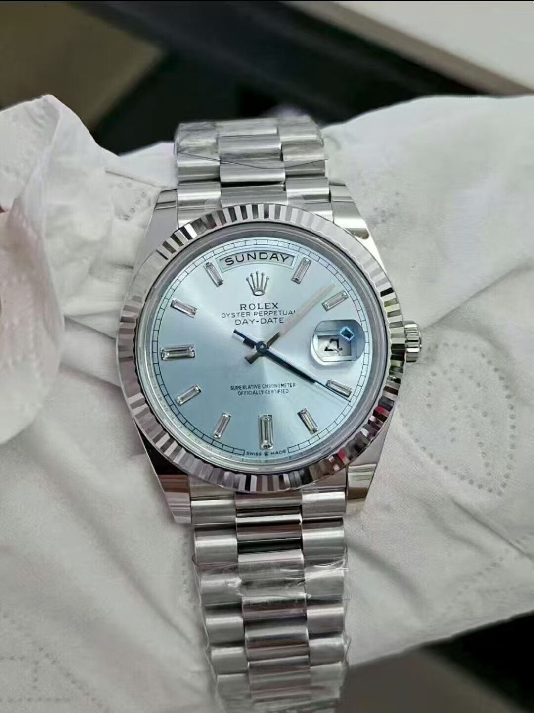 Rolex Day-Date 40 Platinum Ice Blue Dial 228236
