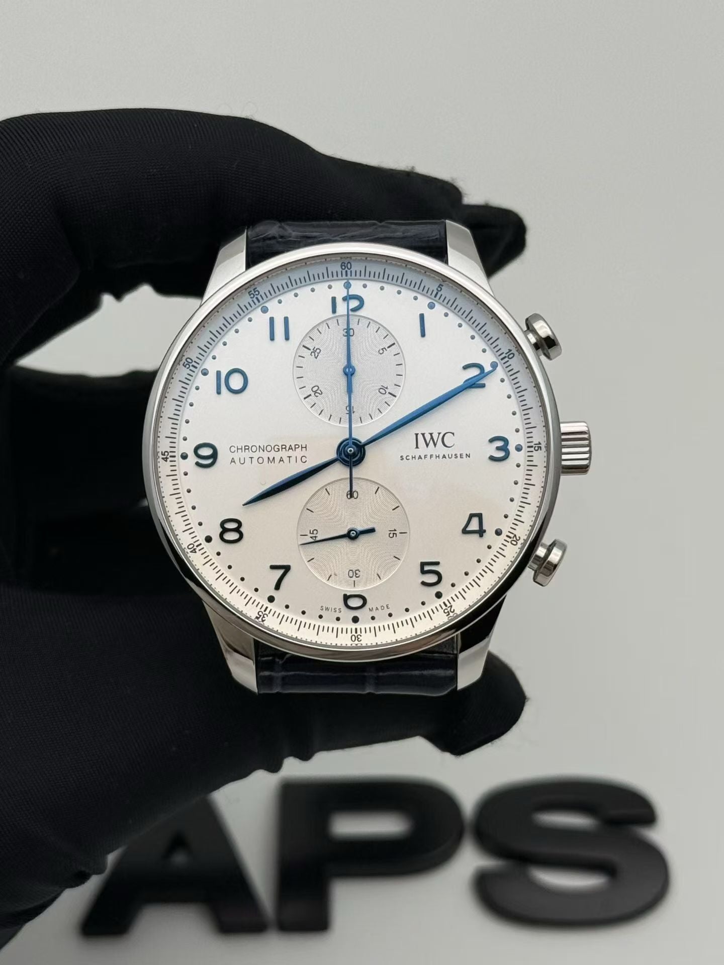 IWC Portugieser Chronograph Silver Dial Blue Hands