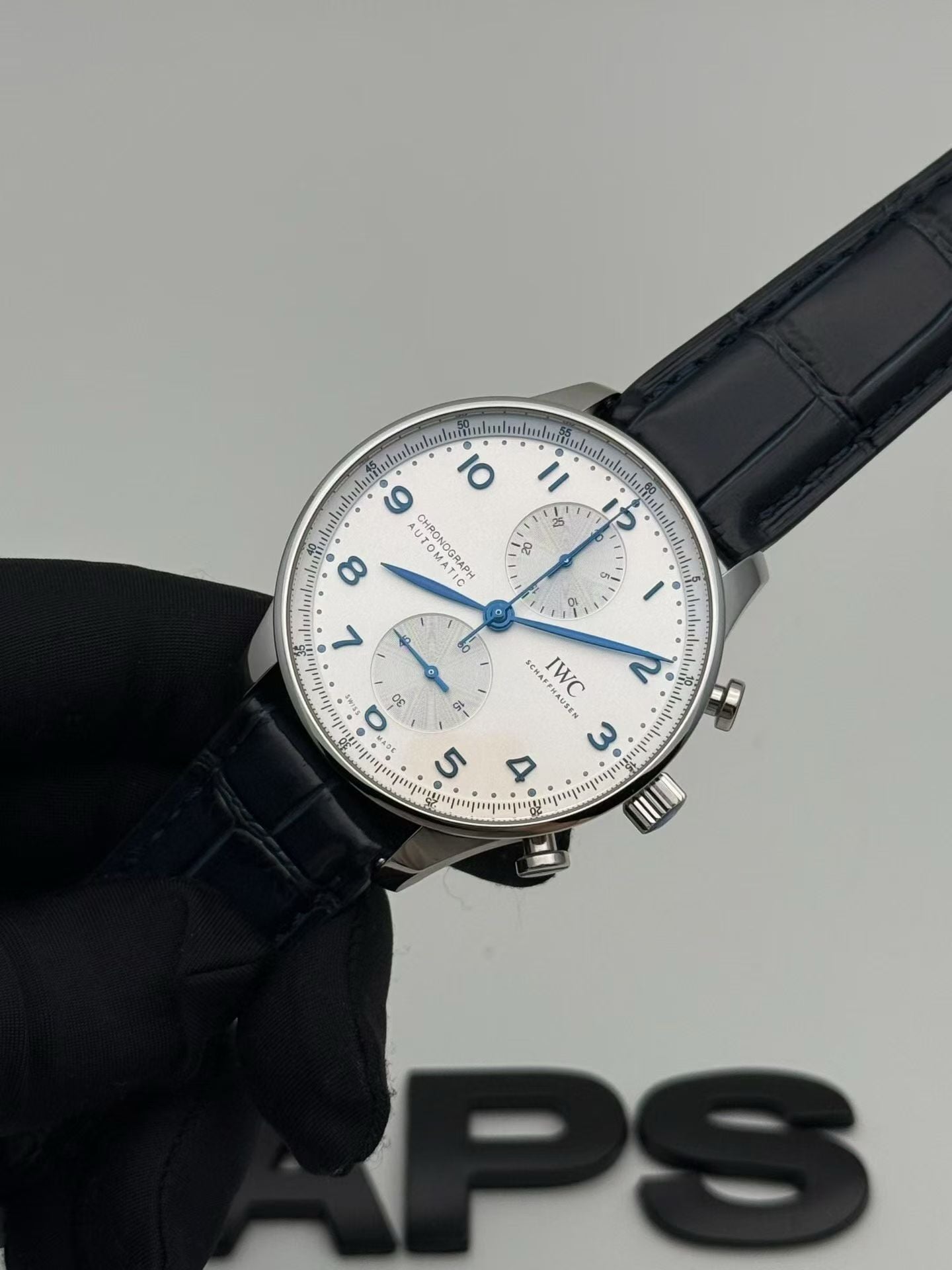 IWC Portugieser Chronograph Silver Dial Blue Hands