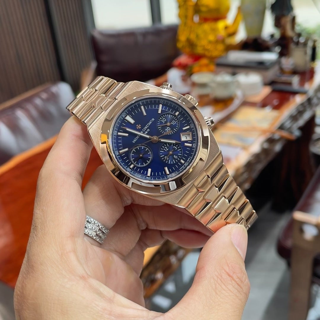 Vacheron Constantin Overseas Chronograph 5520V Pink Gold Blue Dial