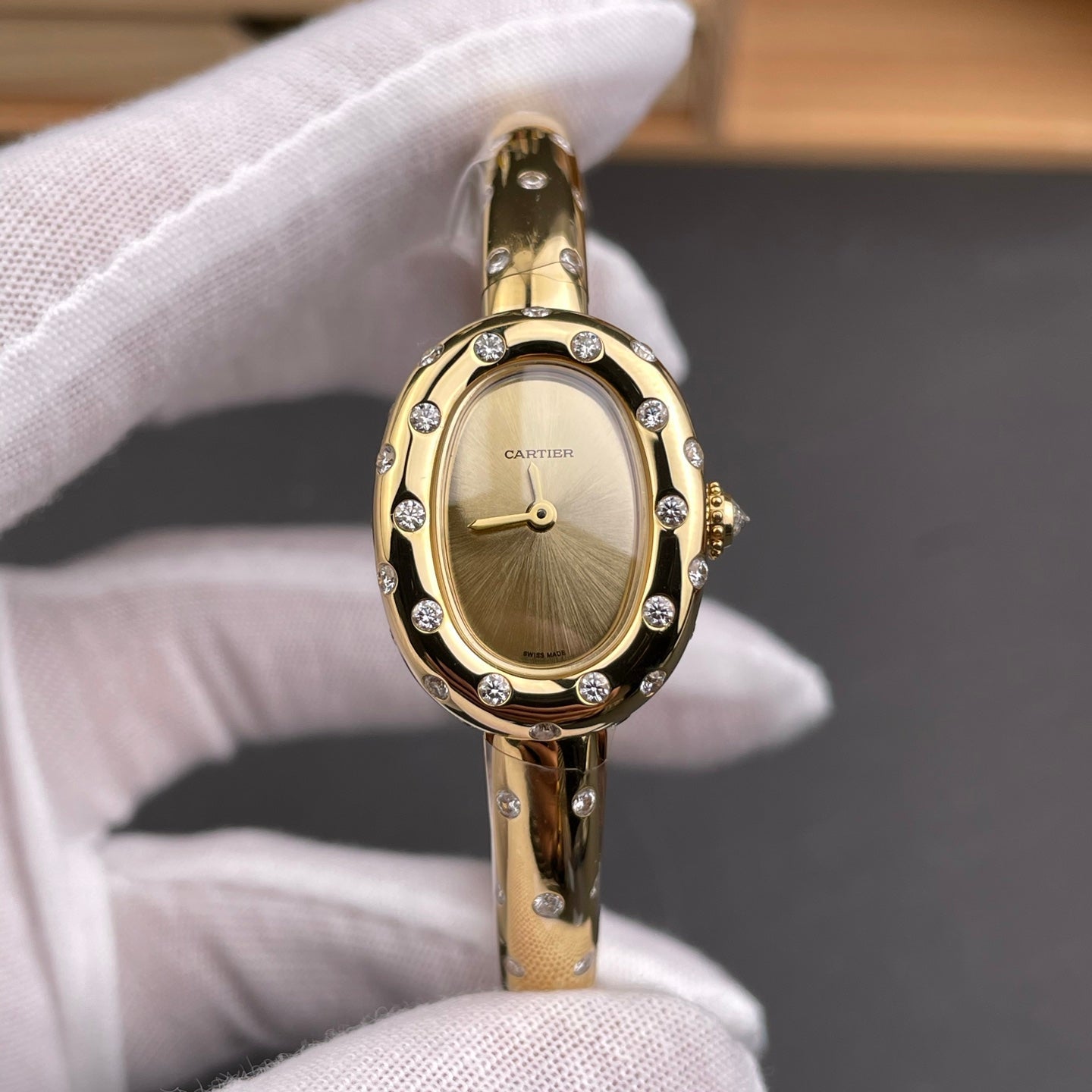 Cartier Baignoire Yellow Gold Diamond Bracelet Watch