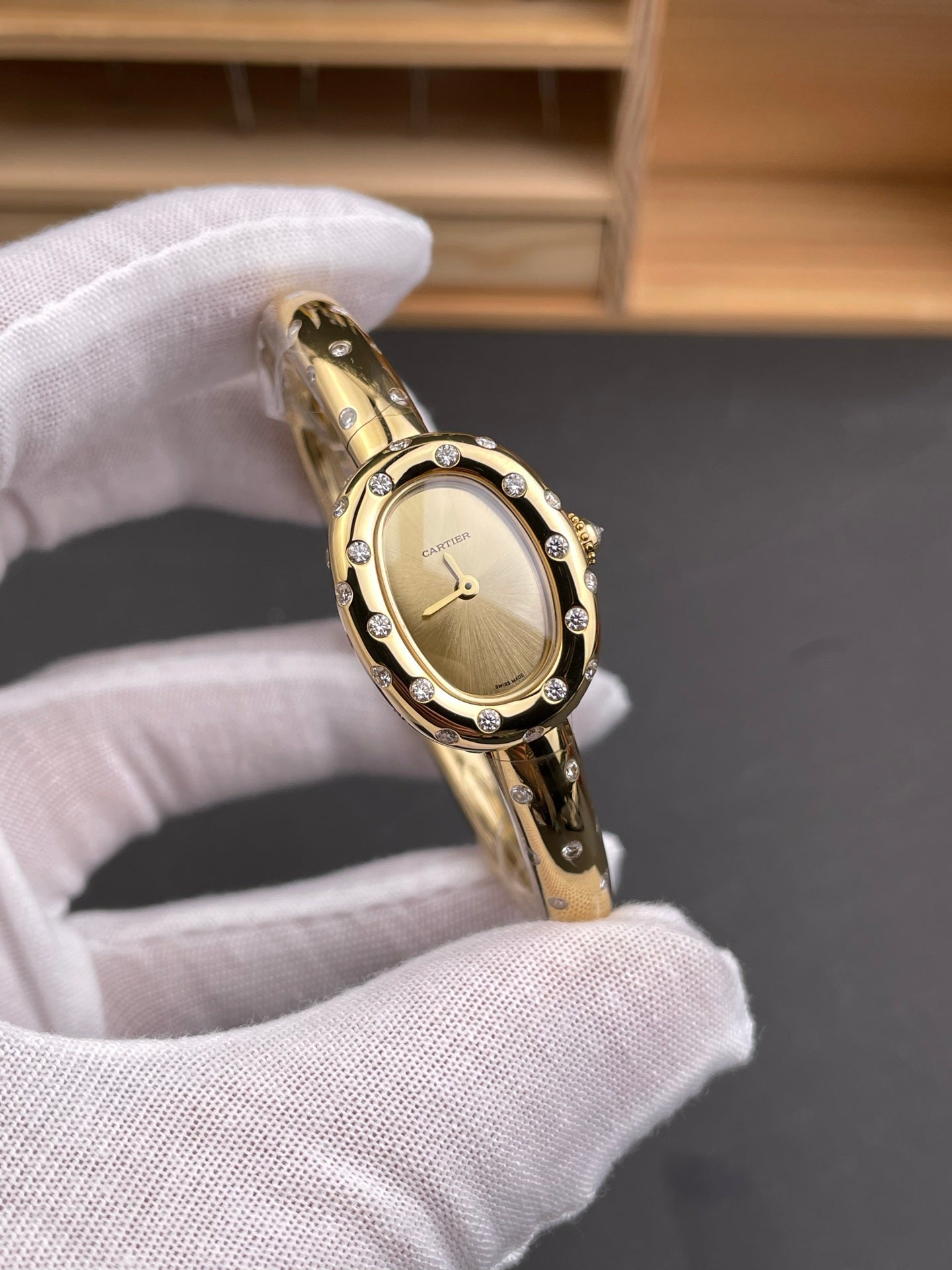 Cartier Baignoire Yellow Gold Diamond Bracelet Watch