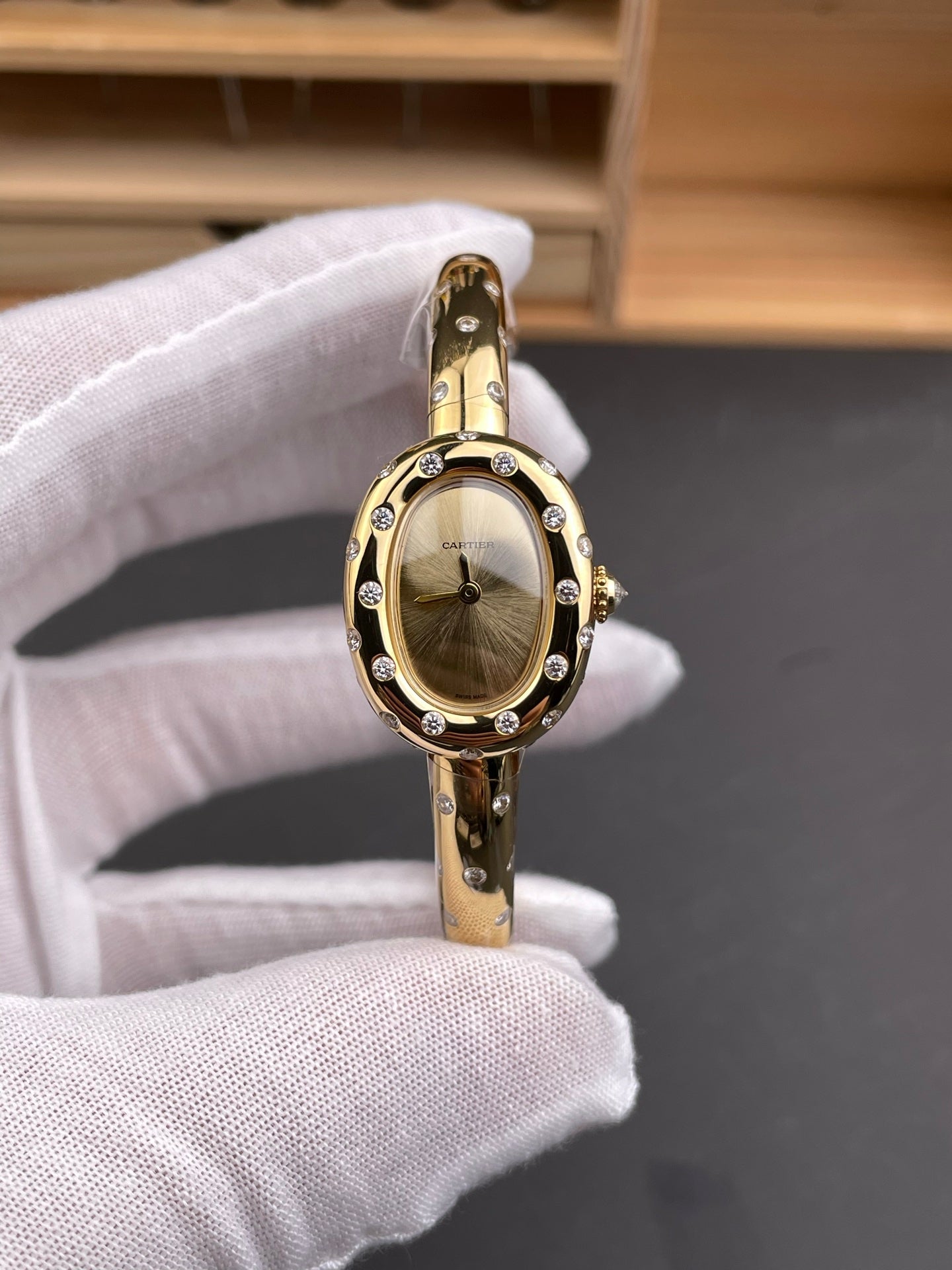 Cartier Baignoire Yellow Gold Diamond Bracelet Watch